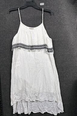 World Market Sheath Summer Dress Womens Size L/XL White Embroidered Sleeveless